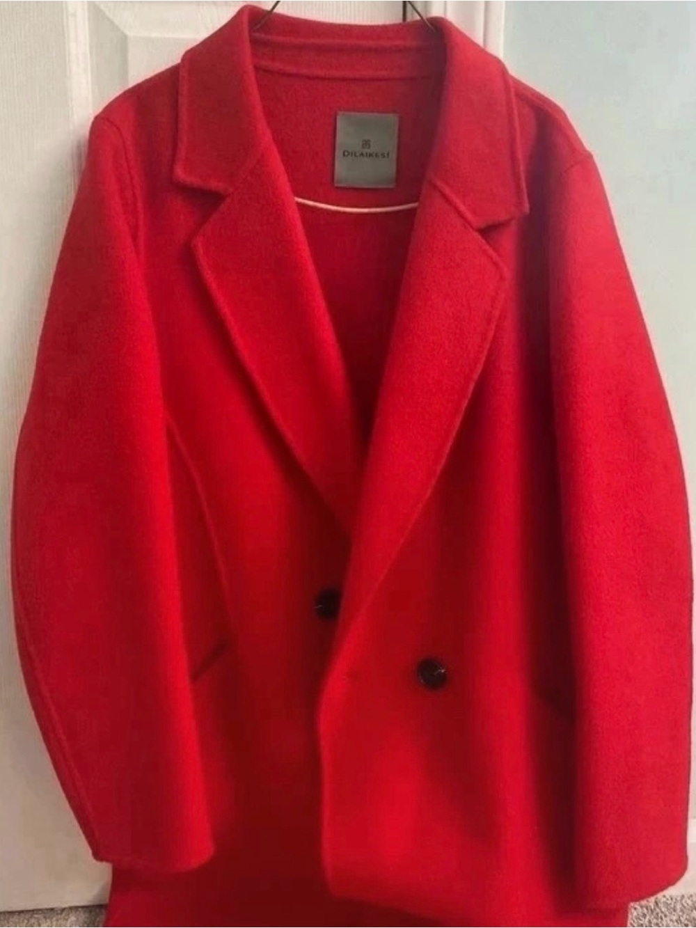 Women’s Red Double-Breasted  Coat